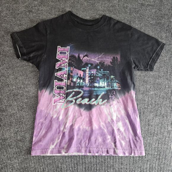 Pacsun Shirt Mens Small Black Purple Miami Beach Graphic Tie Dye Art Deco Tee - Picture 1 of 10